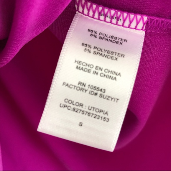 Magenta pleated long sleeve Mini Dress - Picture 9 of 9